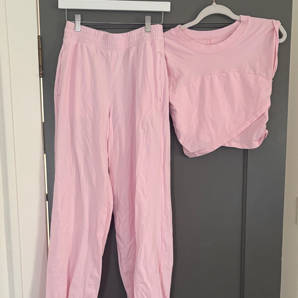 free people light pink set